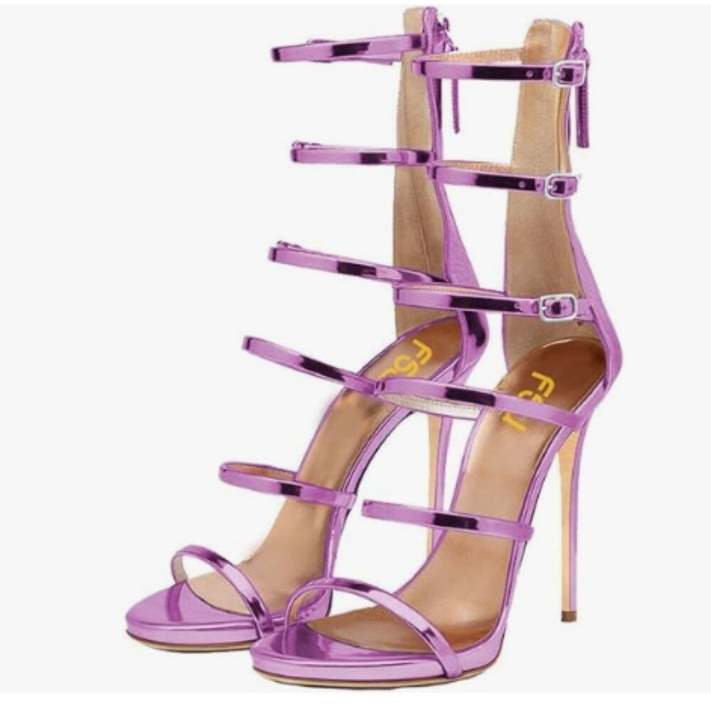 FSJ Purple Sexy Strappy Gladiator Wedding Sandals High Heel Stiletto Shoes for S